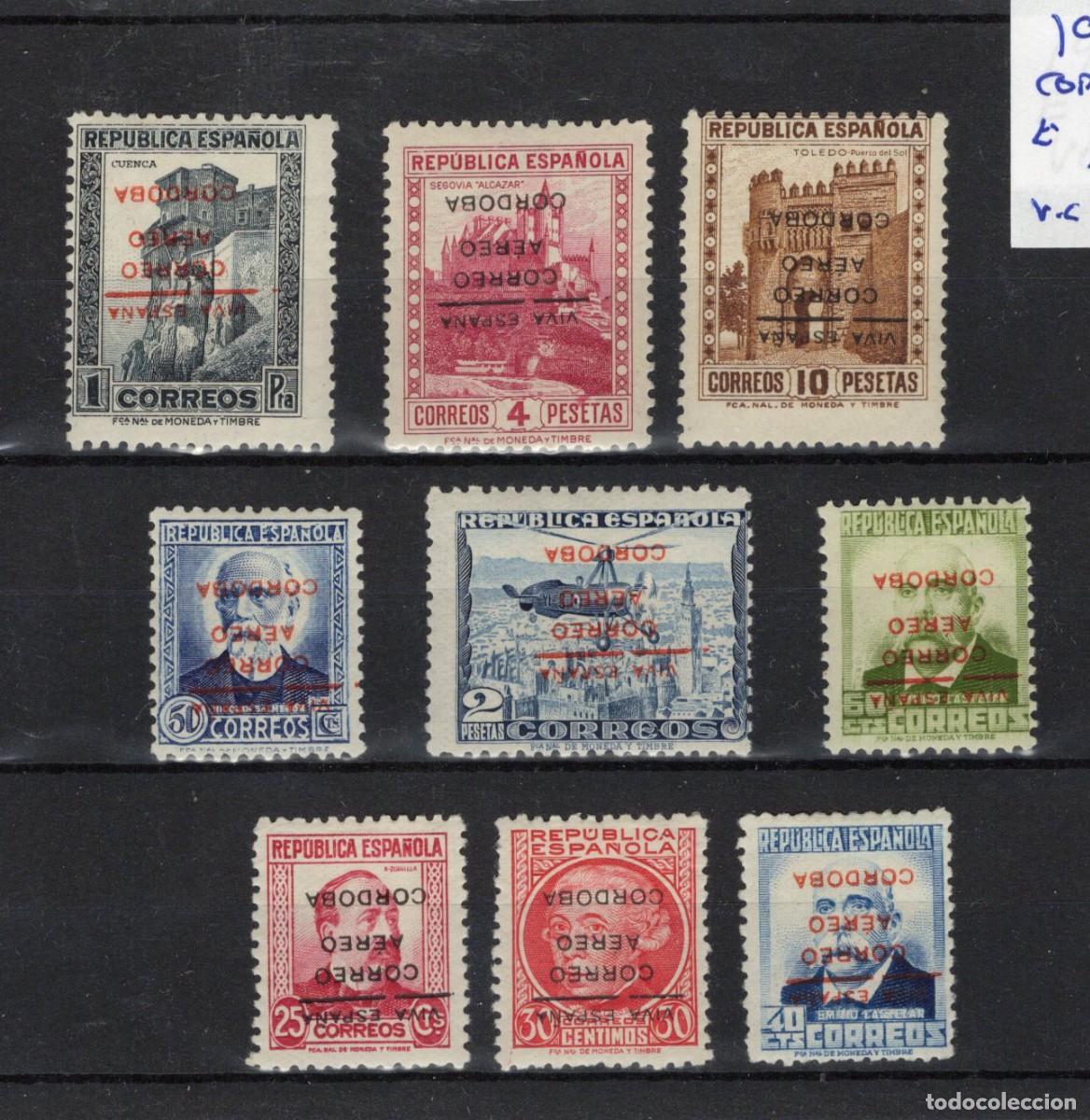 Sellos: PAT69 Sellos Espa&ntilde;a a&ntilde;o 1937 emisiones locales CORDOBA EDIFIL 1/9* emision hecha en paris v.c. 164 &euro;
