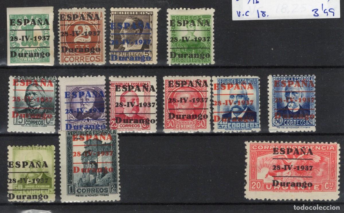 Briefmarken: PAT70 Sellos Espa&ntilde;a a&ntilde;o 1937 emisiones locales DURANGO EDIFIL 1/16* sin 2 - 14 y 15 v.c. 18 &euro;