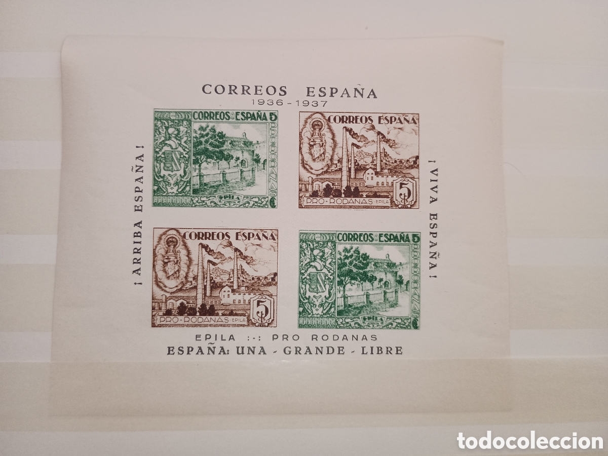 Sellos: ESPA&Ntilde;A 1936-1937 - &Eacute;PILA (ZARAGOZA) PRO-RODANAS - LOCAL PATRI&Oacute;TICO BENEFICENCIA