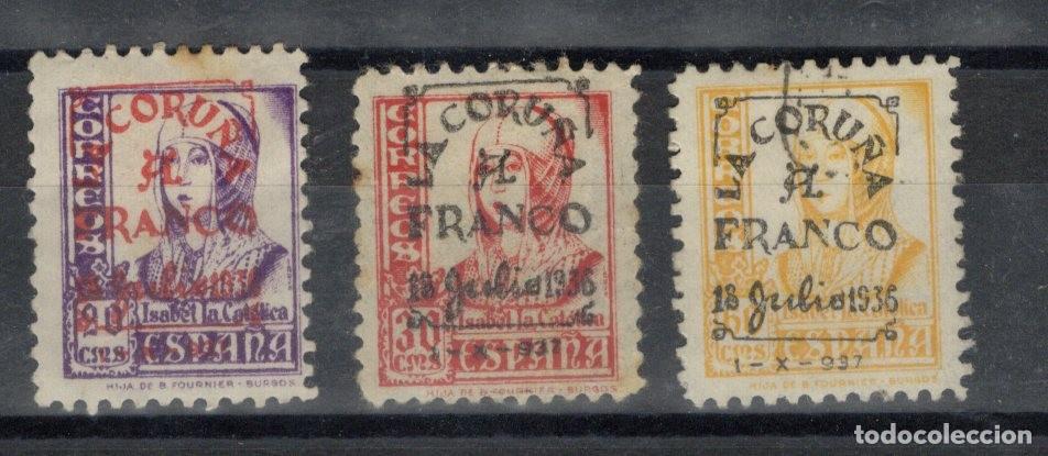 Selos: PAT86 Sellos Espa&ntilde;a a&ntilde;o 1937 emisiones locales LA CORU&Ntilde;A EDIFIL 7/9* valor clave v.c. 29.50 &euro;