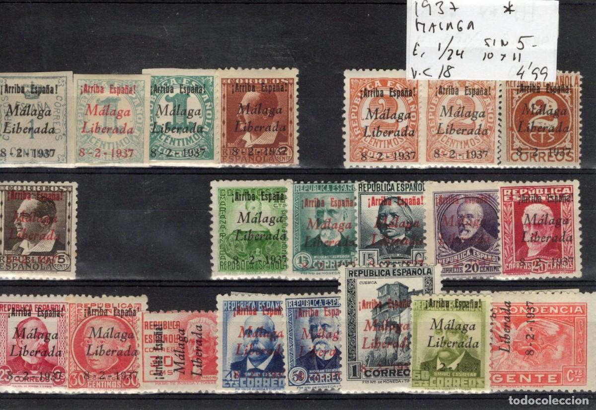 Briefmarken: PAT97 Sellos Espa&ntilde;a a&ntilde;o 1937 emisiones locales MALAGA EDIFIL 1/24* sin 5 - 10 - 11 v.c. 18 &euro;