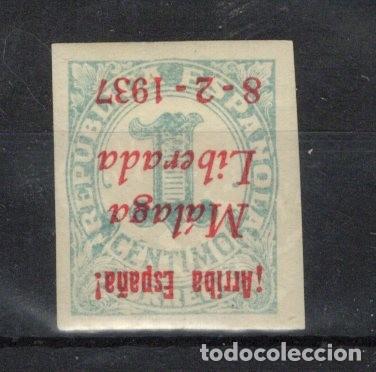 Stamps: PAT99 Sellos Espa&ntilde;a a&ntilde;o 1937 emisiones locales MALAGA EDIFIL 2hcci* sob. invert. y cambio color