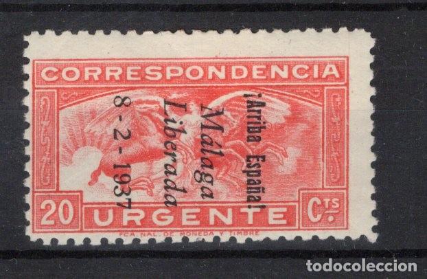 Stamps: PAT101 Sellos Espa&ntilde;a a&ntilde;o 1937 emisiones locales MALAGA EDIFIL 24hi* sob. invert. v.c. 4.80 &euro;