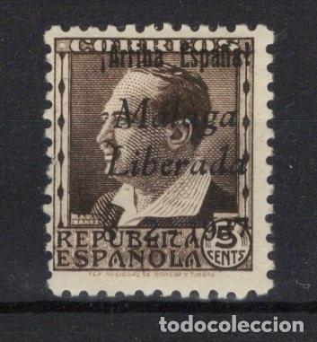 Stamps: PAT102 Sellos Espa&ntilde;a a&ntilde;o 1937 emisiones locales MALAGA EDIFIL 9hcc* sob. cambio color v.c. 13 &euro;