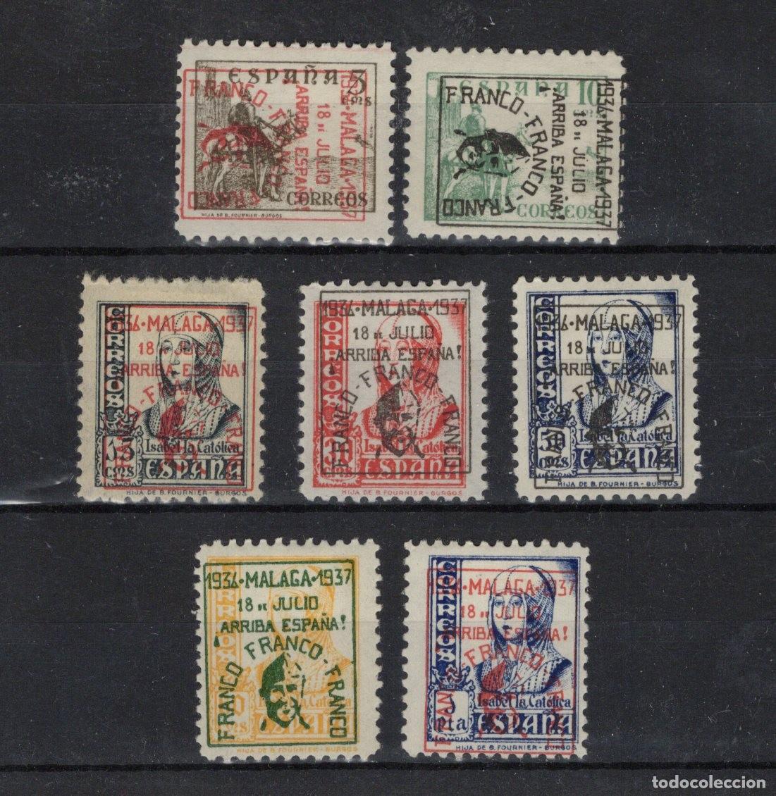 Stamps: PAT104 Sellos Espa&ntilde;a a&ntilde;o 1937 emisiones locales MALAGA EDIFIL 41/47* v.c. 8.75 &euro;