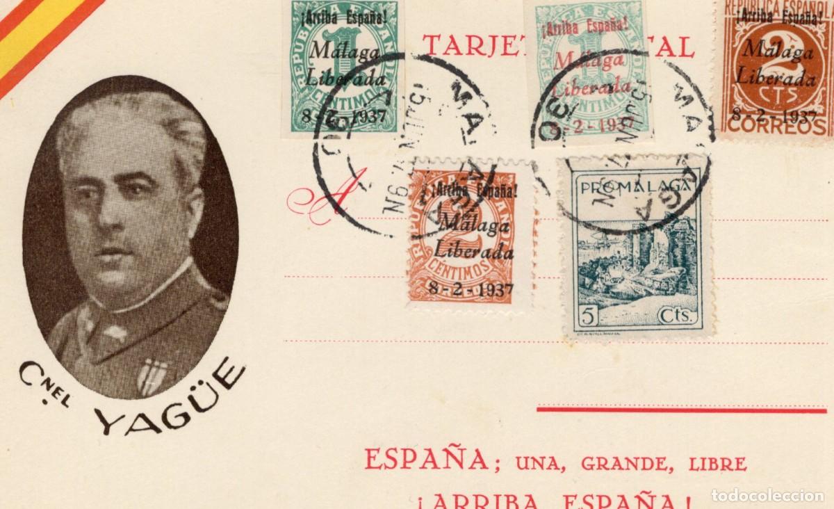 Stamps: PAT109 Sellos Espa&ntilde;a tarjeta postal con sellos patrioticos MALAGA