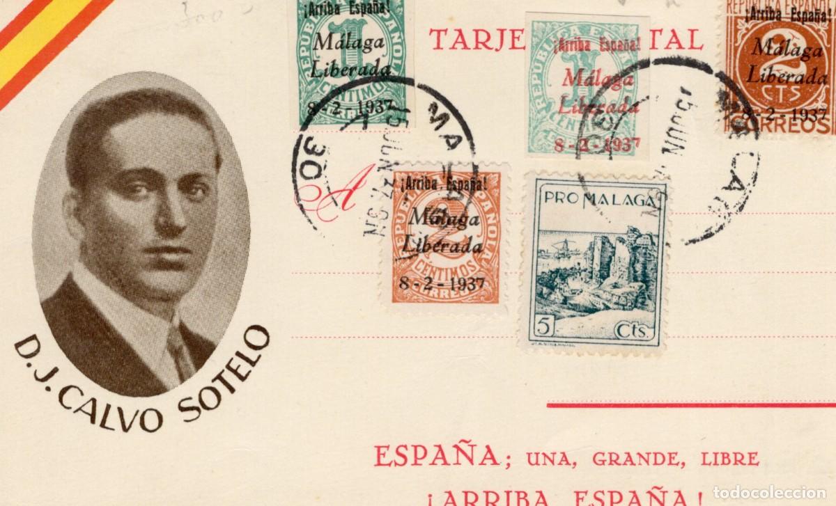 Briefmarken: PAT110 Sellos Espa&ntilde;a tarjeta postal con sellos patrioticos MALAGA