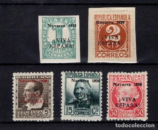 Selos: PAT126 Sellos Espa&ntilde;a a&ntilde;o 1936 emisiones locales PAMPLONA EDIFIL 1/5* E. 2 sobre papel v.c. 32 &euro;