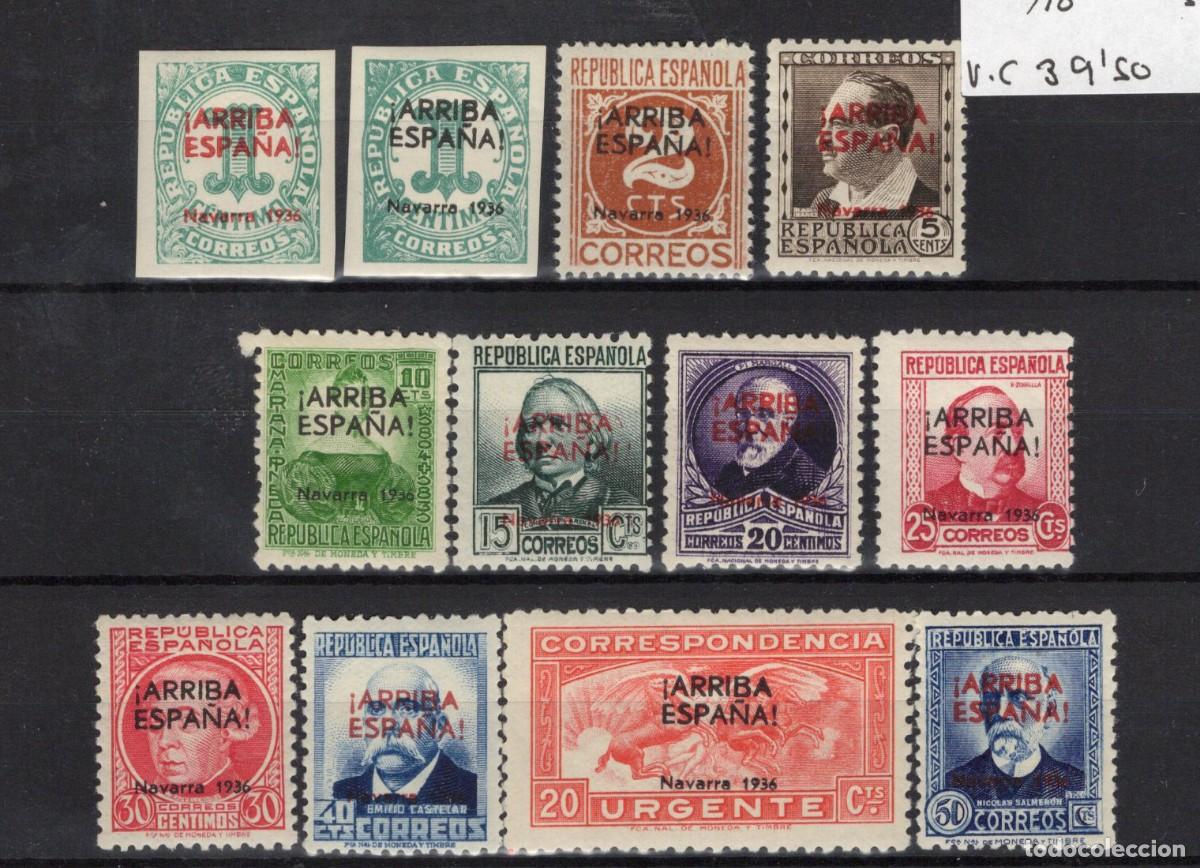 Selos: PAT128 Sellos Espa&ntilde;a a&ntilde;o 1936 emisiones locales PAMPLONA EDIFIL 6/18* sin 10 v.c. 39.50 &euro;