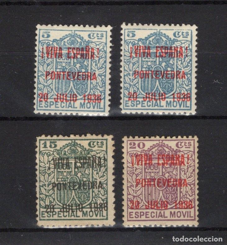 Selos: PAT131 Sellos Espa&ntilde;a a&ntilde;o 1936 emisiones locales PONTEVEDRA EDIFIL 6A 8A 9A * corona real v.c. 82.5 &euro;