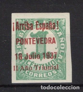 Selos: PAT135 Sellos Espa&ntilde;a a&ntilde;o 1937 emisiones locales PONTEVEDRA EDIFIL 20hcc* cambio color sob. v.c. 7.5