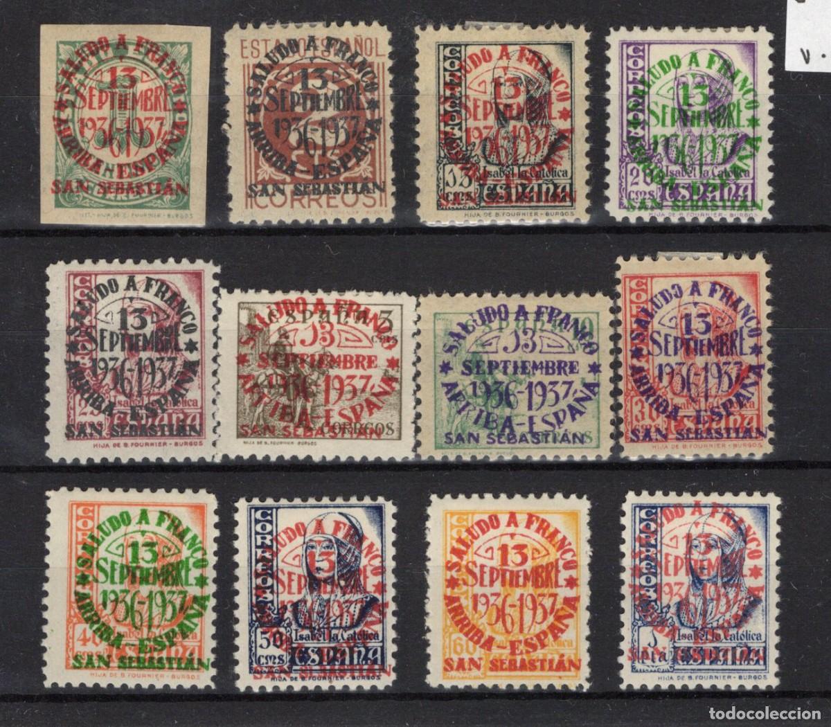 Selos: PAT146 Sellos Espa&ntilde;a a&ntilde;o 1937 emisiones locales SAN SEBASTIAN EDIFIL 39/51* sin 50 v.c. 19.80 &euro;