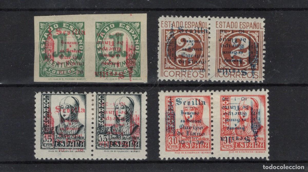 Francobolli: PAT182 Sellos Espa&ntilde;a a&ntilde;o 1938 emisiones locales SEVILLA EDIFIL 80hphi* 82hphi* v.c. 27.60 &euro;