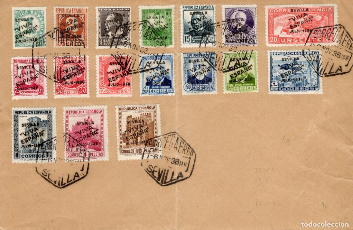 Selos: PAT185 Sellos Espa&ntilde;a espectacular franqueo con serie completa SEVILLA EDIFIL 1/17 v.c. 78 &euro;