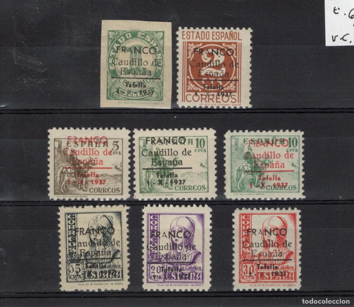 Sellos: PAT188 Sellos Espa&ntilde;a a&ntilde;o 1938 emisiones locales TAFALLA EDIFIL 6/13* v.c. 122 &euro;