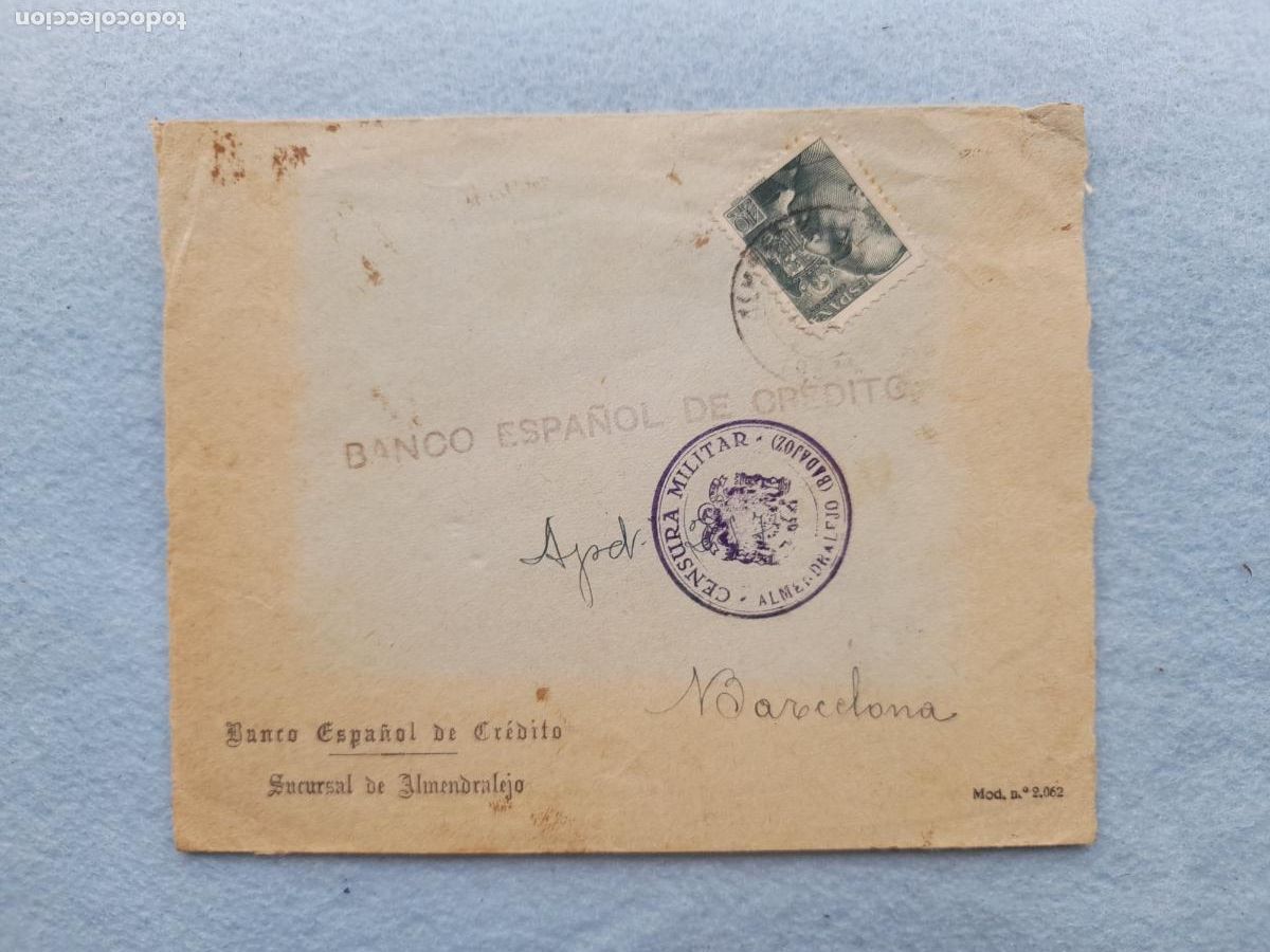 Timbres: Sobre Censura Militar Almendralejo. Badajoz.
