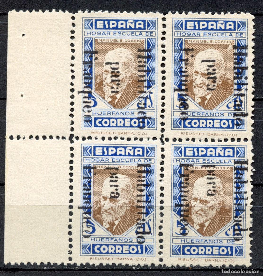 Sellos: ESPA&Ntilde;A. BENEFICENCIA. HU&Eacute;RFANOS DE CORREOS. EDIFIL N&ordm; NE9** BLOQUE DE 4.