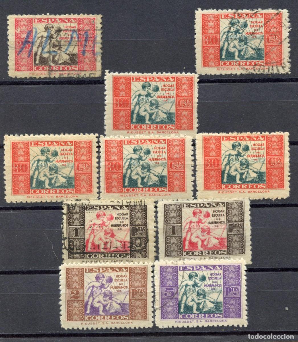 Sellos: ESPA&Ntilde;A. BENEFICENCIA. HU&Eacute;RFANOS CORREOS. EDIFIL N&ordm; 3, 4, 6, 7, 8. Nuevos* y usados. 10 sellos
