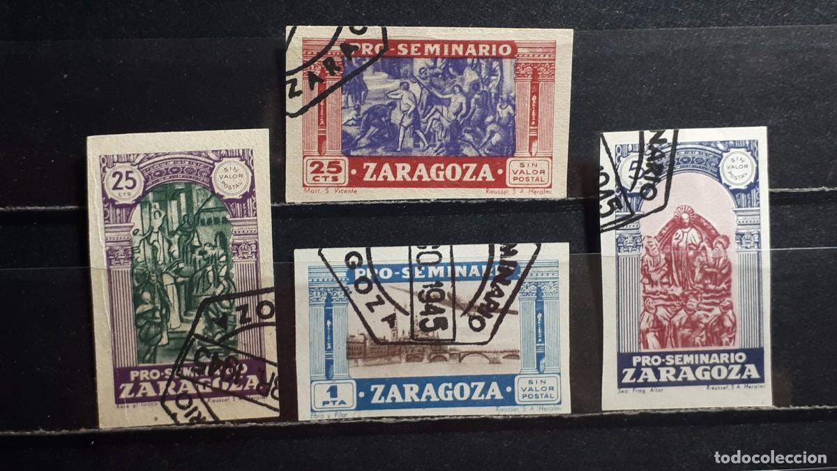 Sellos: ESPA&Ntilde;A. ZARAGOZA. LOCAL. &deg;. A&Ntilde;O 1940