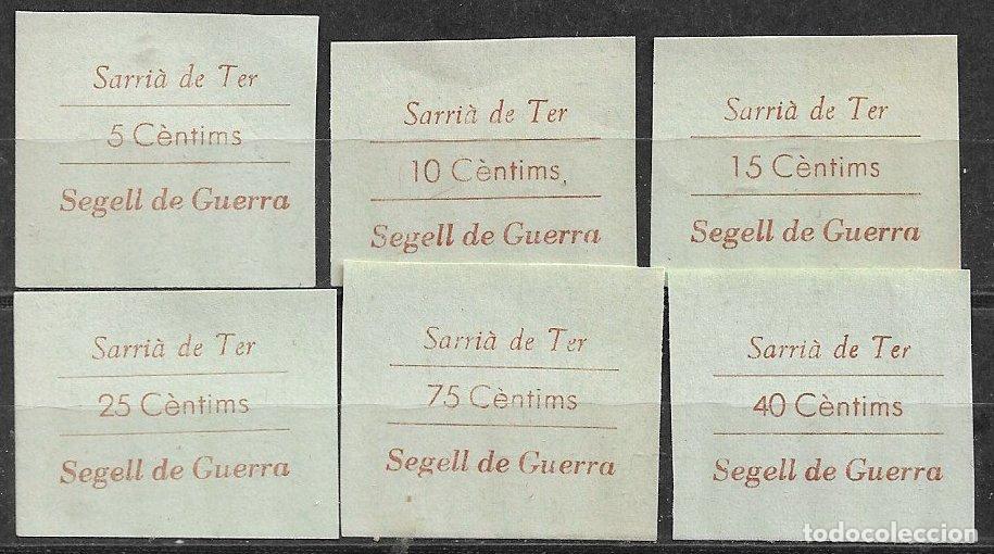 Sellos: Guerra Civil, Sellos locales, Sarri&aacute; de Ter, GIRONA, no FESOFI, Sello de Guerra, serie completa (*)