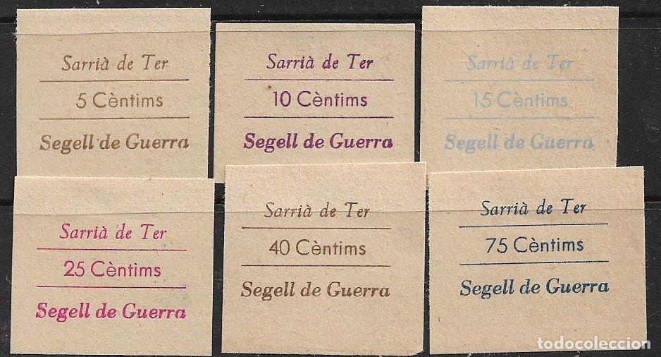 Sellos: Guerra Civil, Sellos locales, Sarri&aacute; de Ter, GIRONA, no FESOFI, Sello de Guerra, serie completa (*)