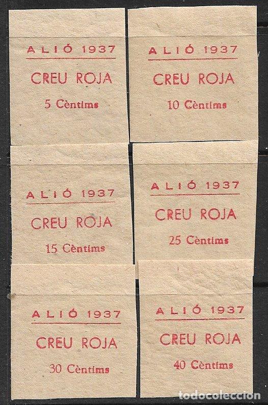 Sellos: Guerra Civil, Sellos locales, Ali&oacute;, TARRAGONA, no FESOFI, Cruz Roja, serie completa * *