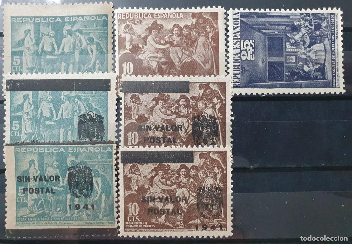 Sellos: 7 VALORES DISTINTOS BENEFICIENCIA CUADROS VELAZQUEZ EDIFIL 29 ** 30 ** 31 ** HABILITADOS