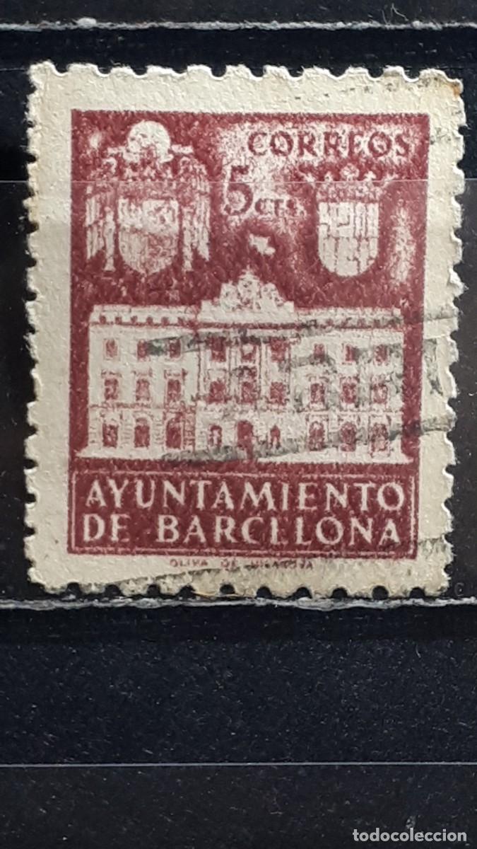 Sellos: ESPA&Ntilde;A. BARCELONA. A&Ntilde;O 1942. &deg;. Edifil 33