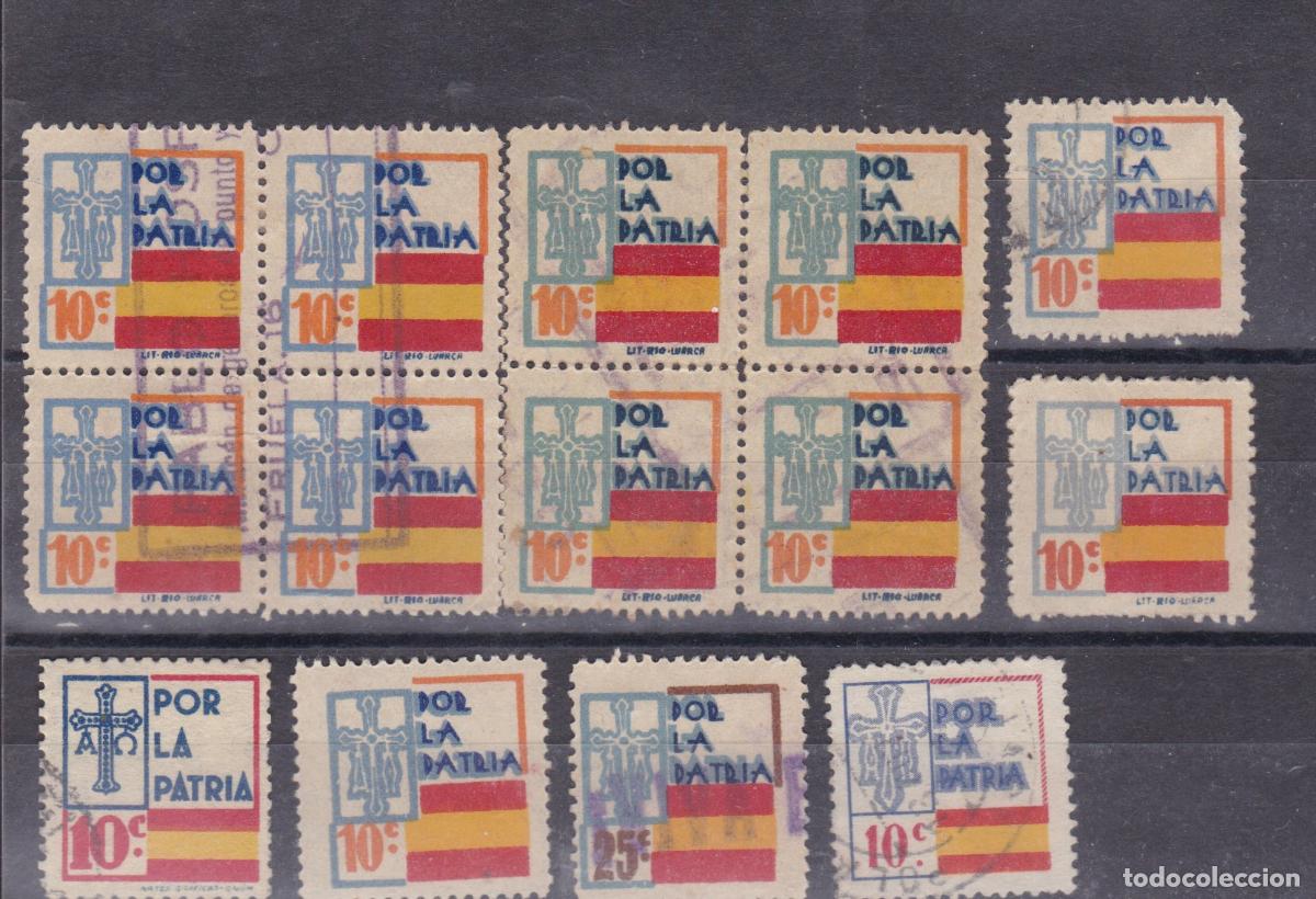 Sellos: FC4-95-Guerra Civil .Locales/ Ben&eacute;ficos ASTURIAS x 14 Sellos Varios Tipos . Incluye 25 Cts