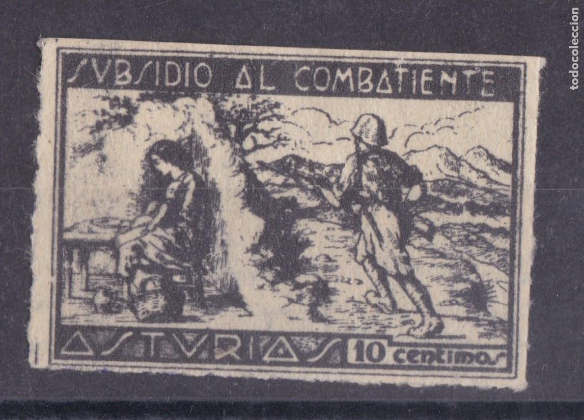 Sellos: AA2-Guerra Civil .Subsidio Combatiente ASTURIAS (*) Perfecto