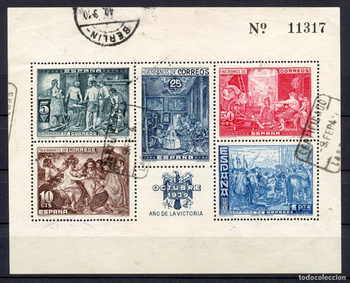 Sellos: ESPA&Ntilde;A BENEFICENCIA. HUERFANOS DE CORREOS. HOJITA HB N&ordm; 34 USADA DE LAS PALMAS A BERL&Iacute;N