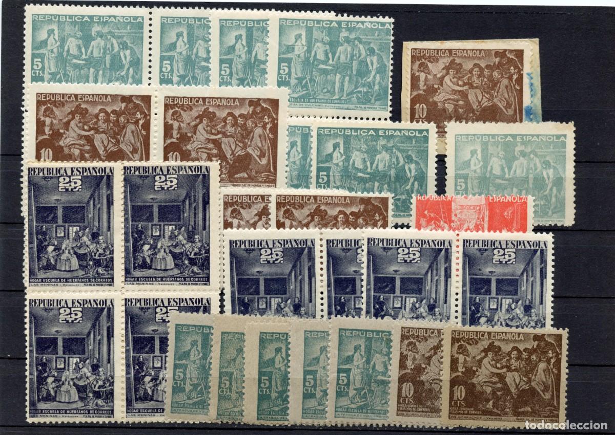 Sellos: ESPA&Ntilde;A BENEFICENCIA. HUERFANOS DE CORREOS. 29/32 + 29p y 30p. 31 SELLOS ** y 2 sin contar