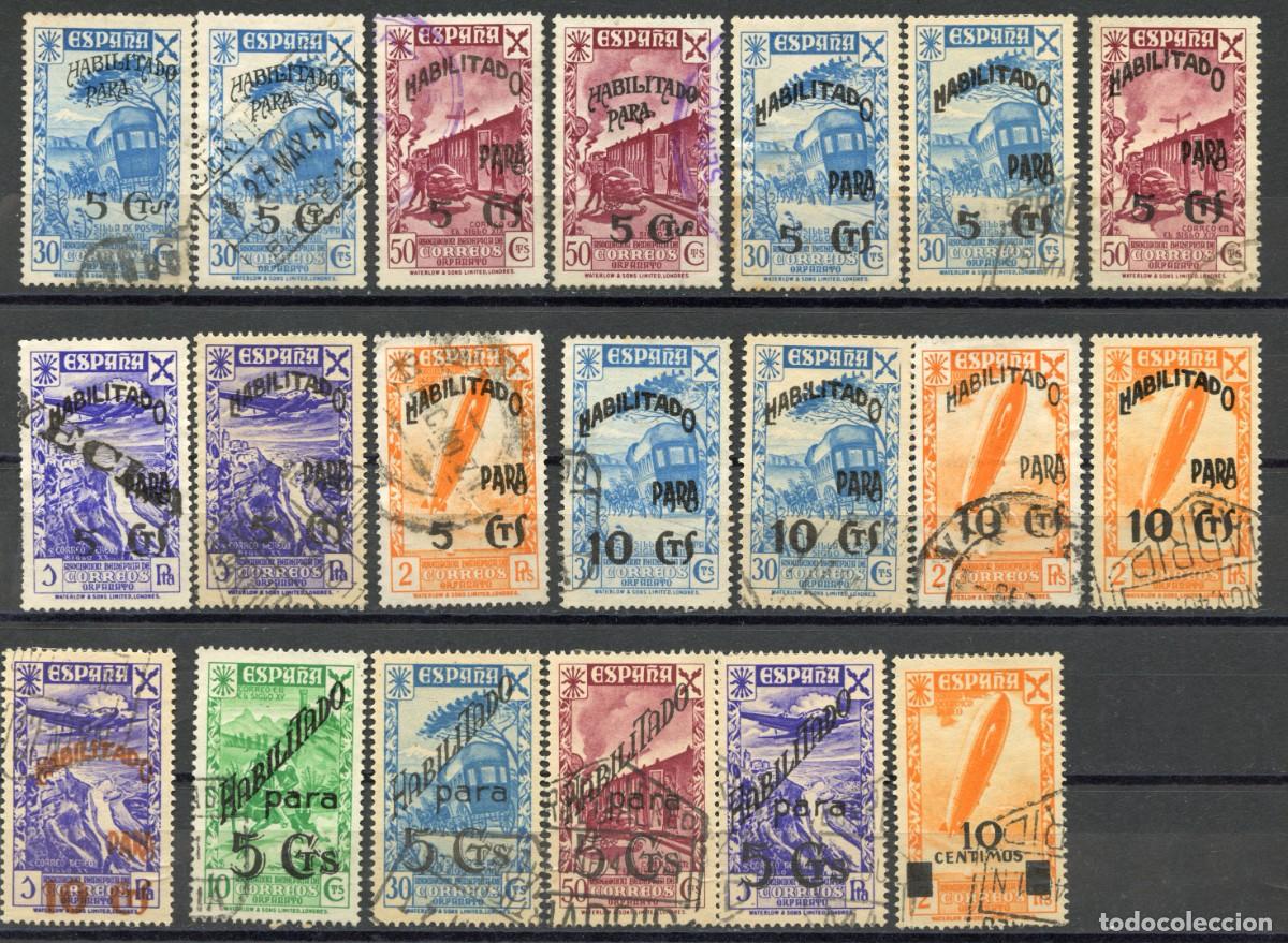 Sellos: ESPA&Ntilde;A BENEFICENCIA. HUERFANOS CORREOS N&ordm; 36 - 51. VEINTE SELLOS USADOSDE 14 TIPOS
