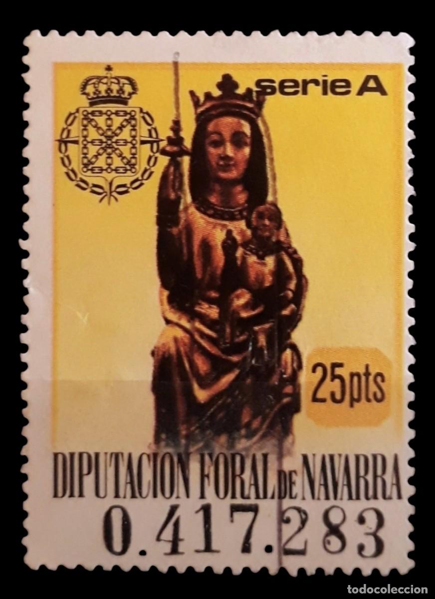 Sellos: ESPA&Ntilde;A 1976 SELLO FISCAL - DIPUTACI&Oacute;N FORAL DE NAVARRA. SERIE A 25 PTS. USADO.