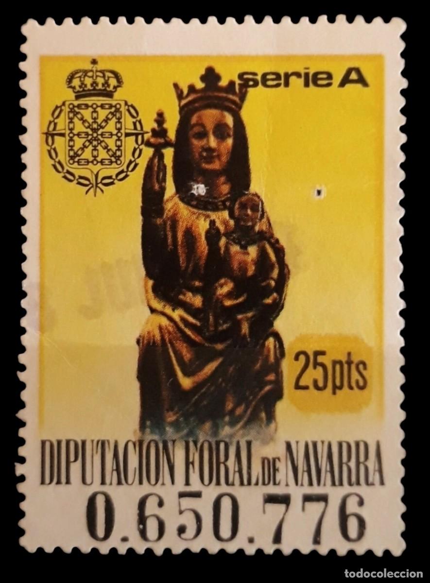 Sellos: ESPA&Ntilde;A 1976 SELLO FISCAL - DIPUTACI&Oacute;N FORAL DE NAVARRA. SERIE A 25 PTS. USADO.