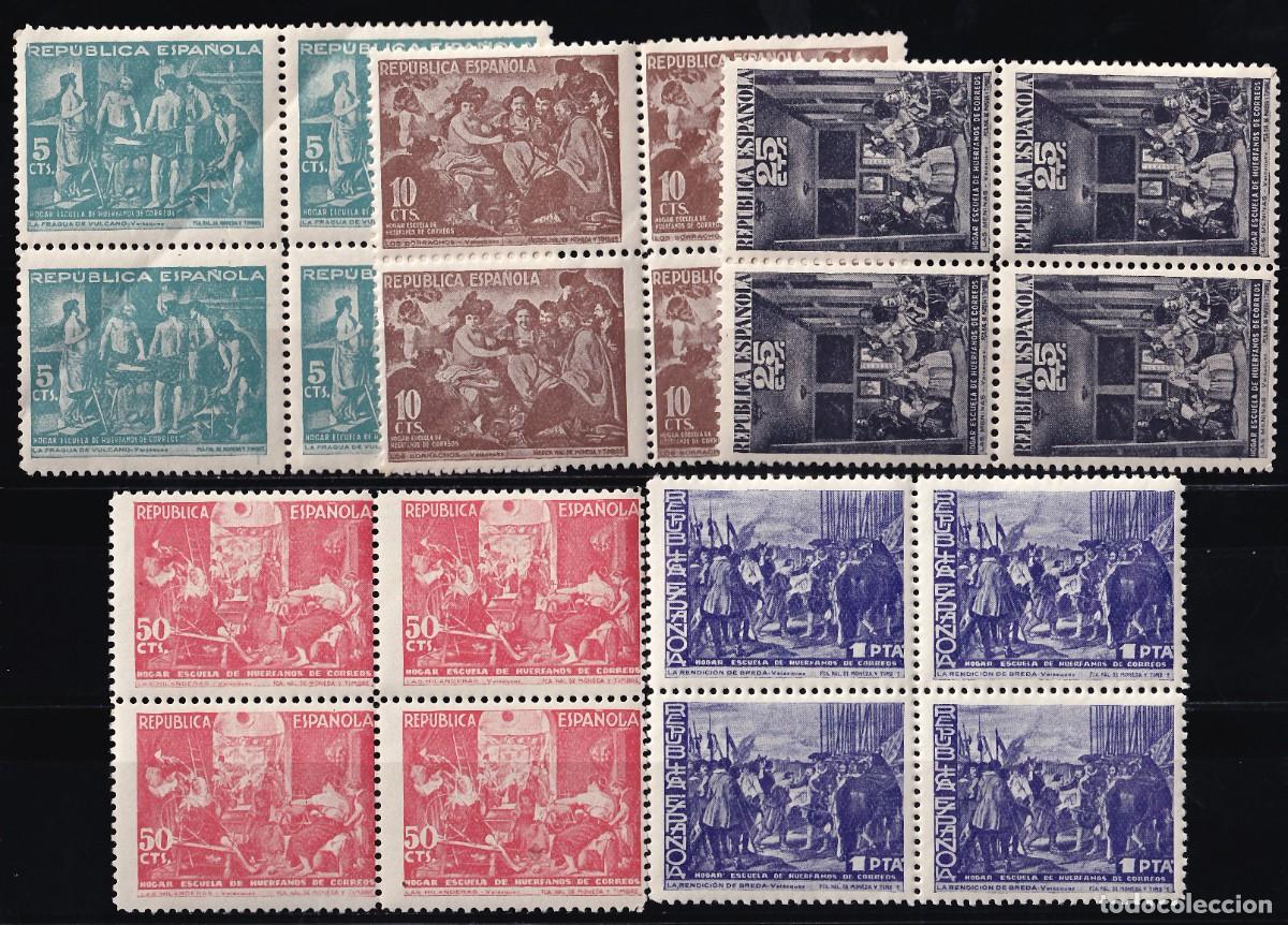 Sellos: BENEFICENCIA, 1938 EDIFIL N&ordm; 29 / 33 /**/, [Bloque de cuatro / SIN FIJASELLOS.]