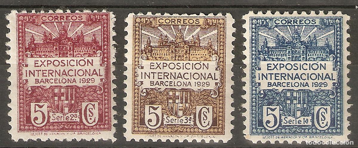 Sellos: BARCELONA 1929 EDIFIL 1/3* CON FIJASELLOS