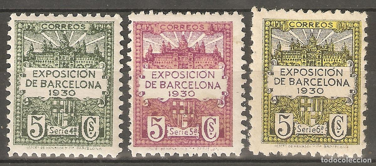 Sellos: BARCELONA 1929 EDIFIL 4/6* CON FIJASELLOS