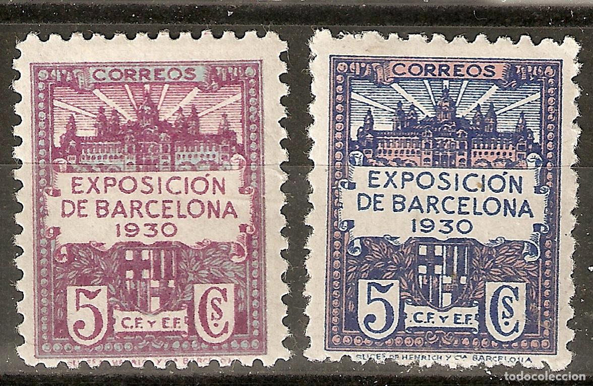 Sellos: BARCELONA 1930 EDIFIL 7/8* CON FIJASELLOS