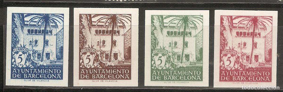 Sellos: BARCELONA 1945 EDIFIL 65/68** SIN FIJASELLOS SIN DENTAR 56 &euro;