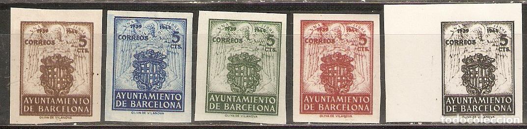 Sellos: BARCELONA 1944 EDIFIL 55/59** SIN FIJASELLOS SIN DENTAR 69 &euro;