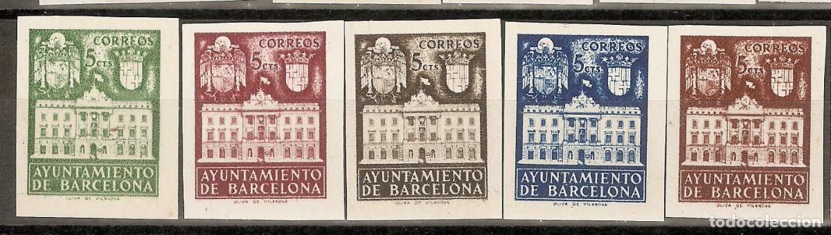 Sellos: BARCELONA 1942 EDIFIL 33/37** SIN DENTAR Y SIN FIJASELLOS VALOR 74 &euro;