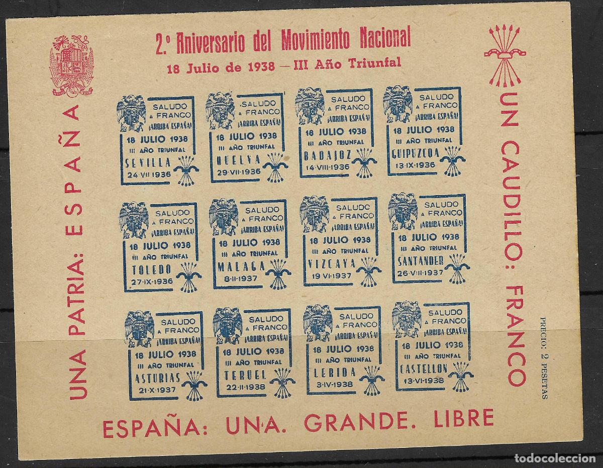 Francobolli: LOCALES Y VI&Ntilde;ETAS HOJITA FALANGE