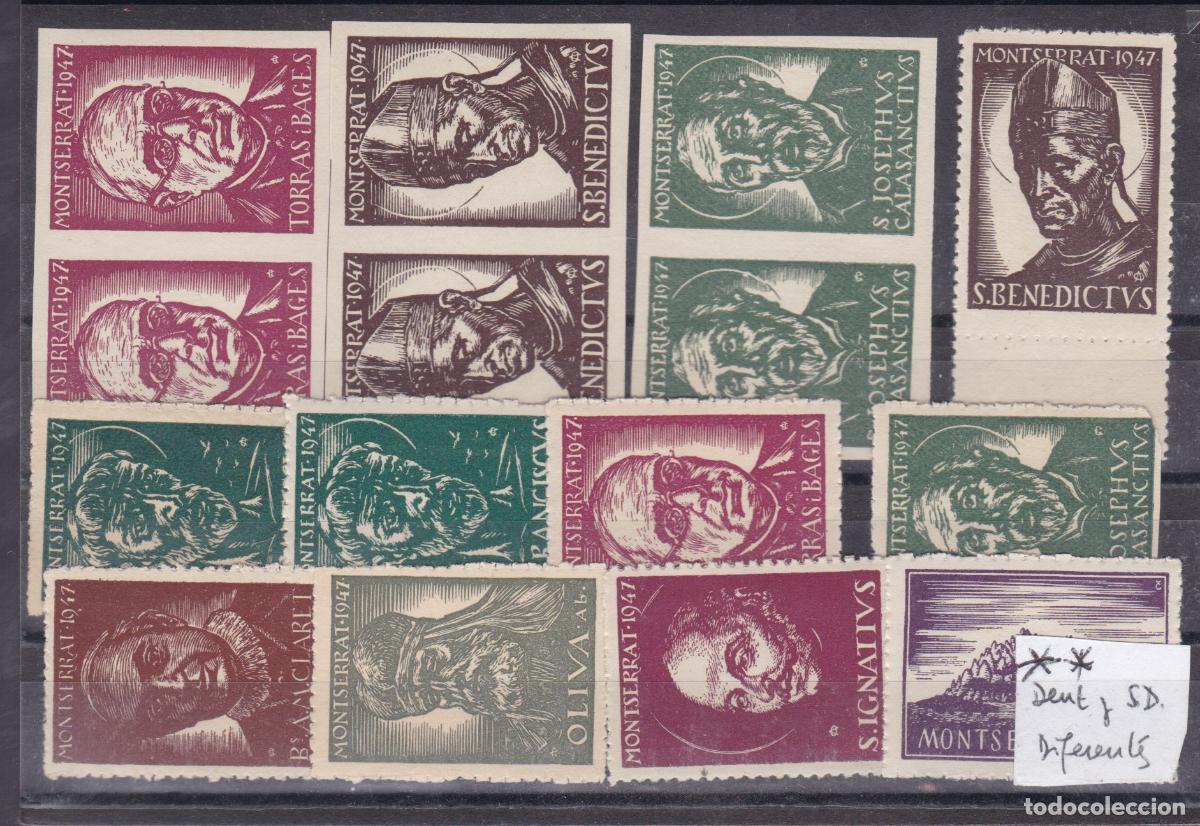 Sellos: FC4-38- Lote 15 Vi&ntilde;etas MONTSERRAT 1947. Dentadas y Sin Dentar ** Sin Fijasellos
