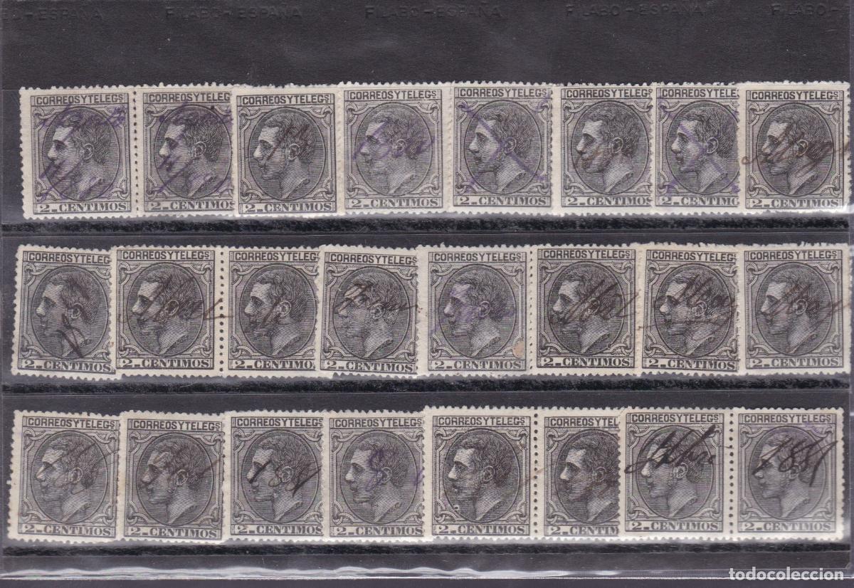 Sellos: FC4-44-Alfonso XII Edifil 200 x 24 Sellos Matasellos MANUSCRITOS. +120 Euros . CENTRADOS
