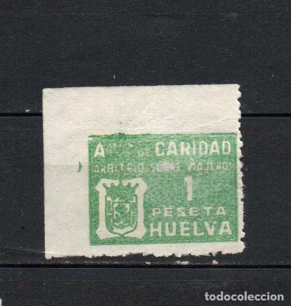 Sellos: Sello local guerra civil. Caridad. Arbitrio sobre los viajeros. Huelva. Verde. 1 peseta * LOT042