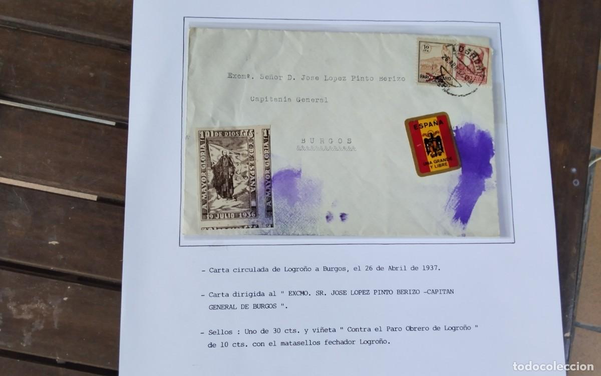 Sellos: BURGOS GUERRA CIVIL PIEZA UNICA DE COLECCIONISMO ALTISIMO VALOR POR SU RAREZA , VER DESCRIPCION