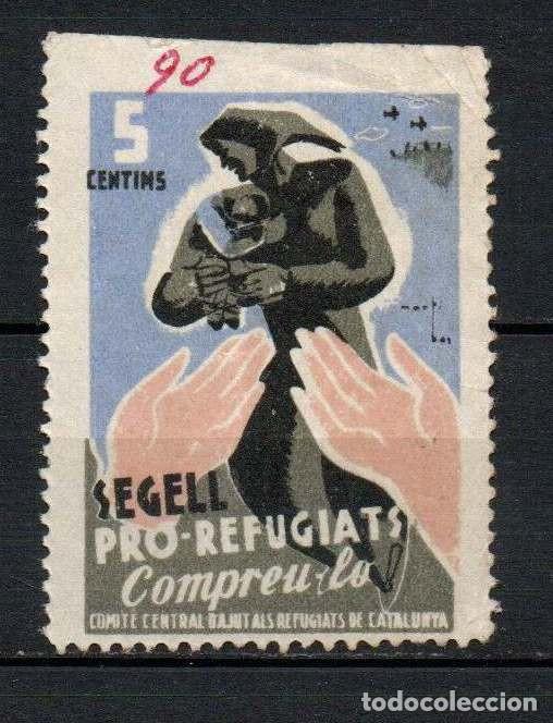 Sellos: Guerra civil. Vi&ntilde;eta republicana. Segell pro refugiats. Compreu lo. 5 centims &ordm; LOT042
