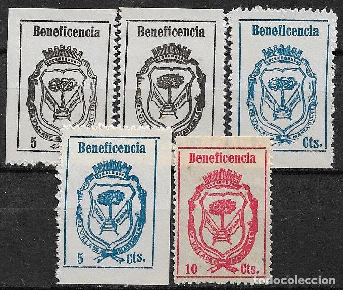 Sellos: Guerra Civil, Sellos locales, MANZANILLA, Huelva, FESOFI n&ordm; 4 a 6 con 4a y 5a (*) completa