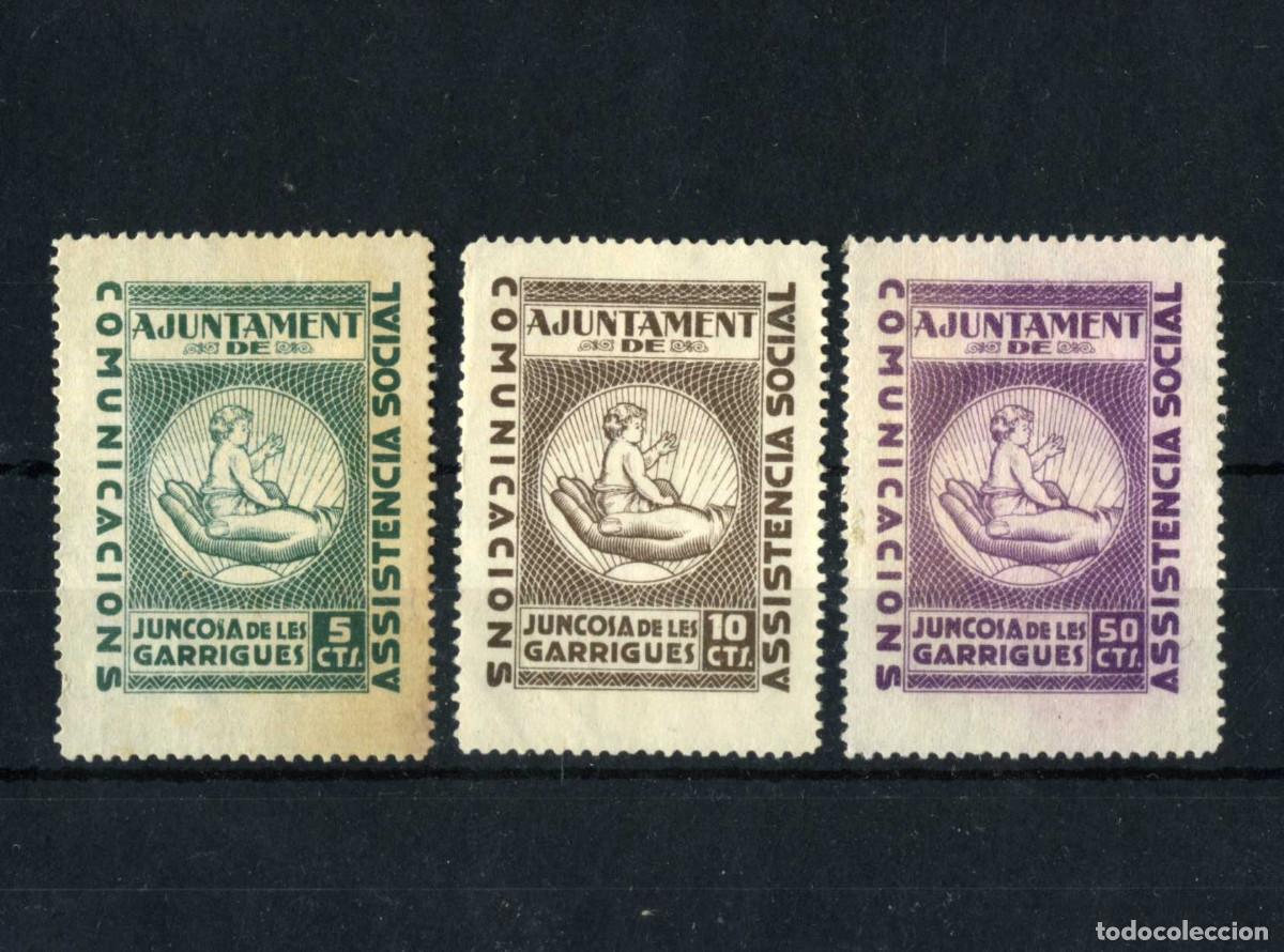 Sellos: XS- GUERRA CIVIL - JUNCOSA (Garrigues). Lot x3 Segells municipals (1937)